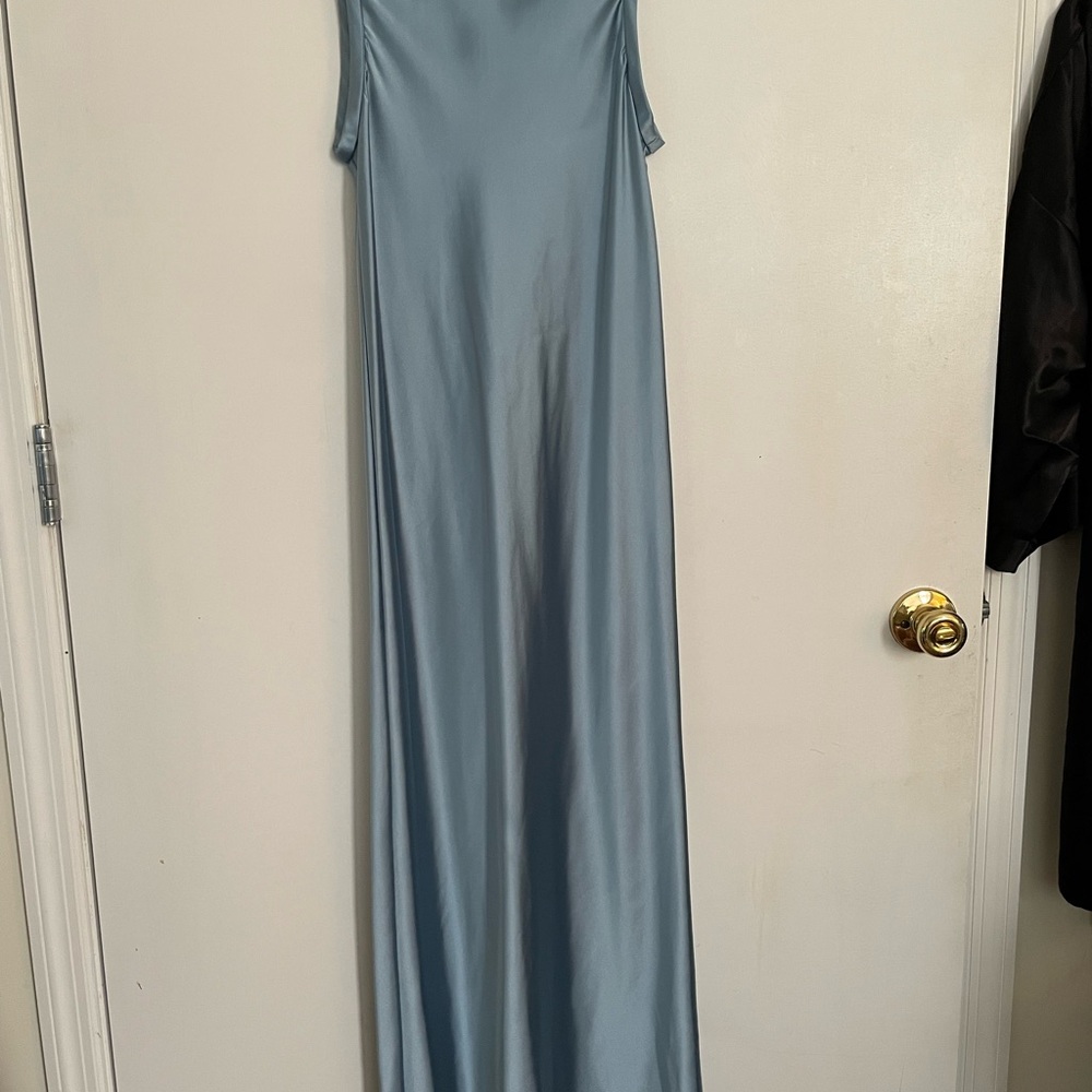 ZARA Satin Elegant Blue Sleeveless Dress